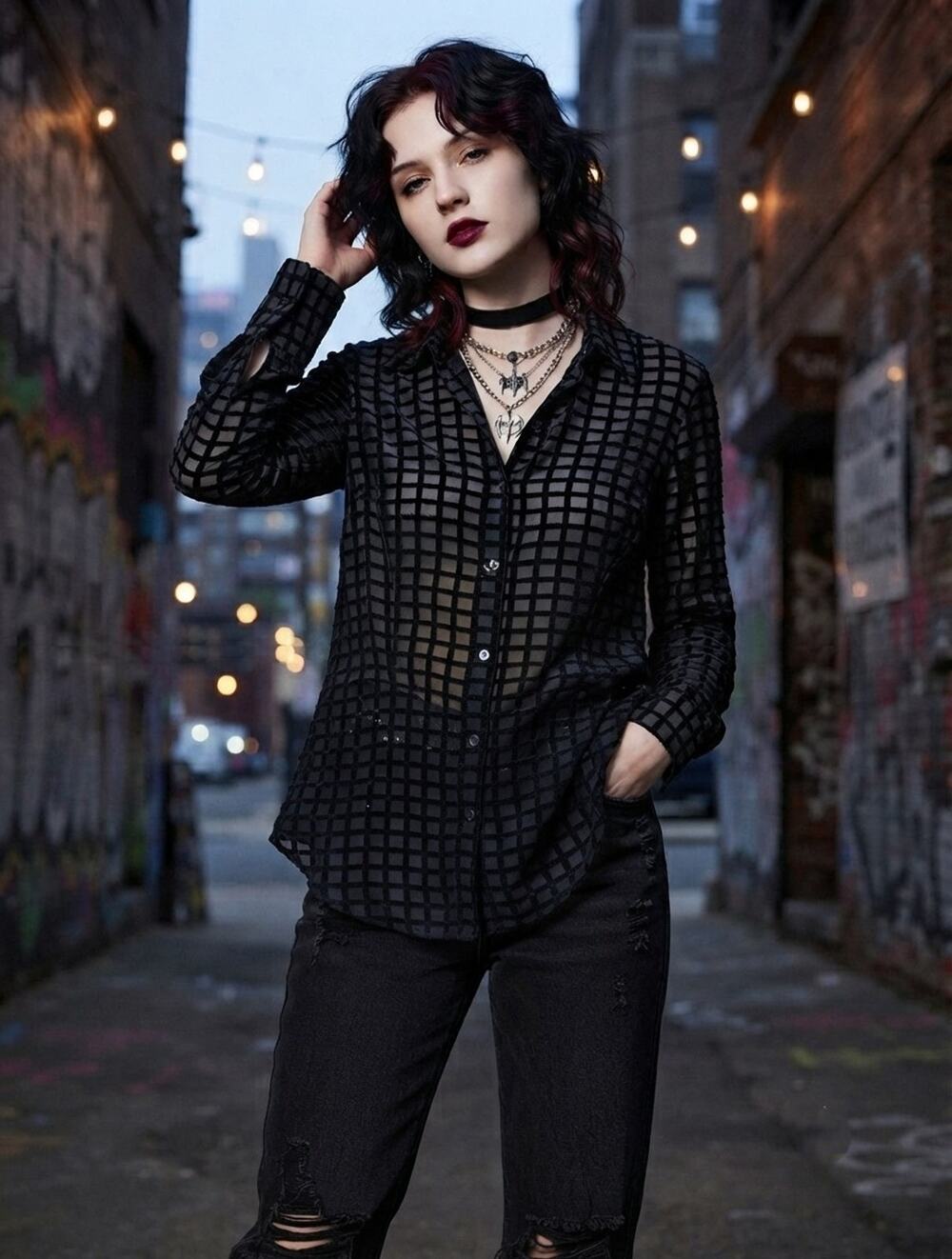 Vtg Banana Republic Silk Velvet Grid Top S Y2K Whimsigoth Dark Romantic
